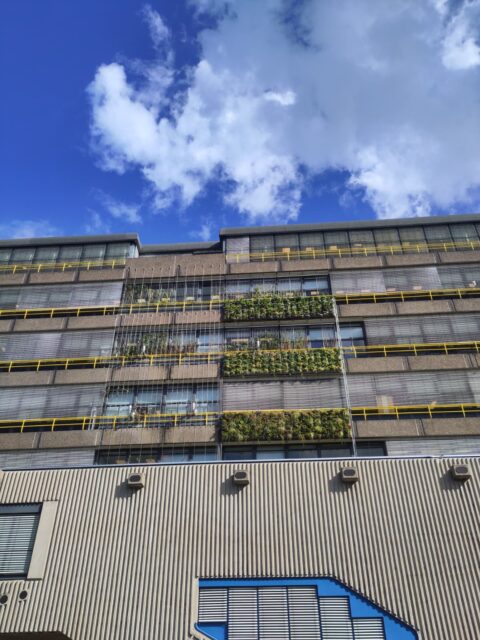 Innovatie Onderzoeksgevel verschillende groensystemen als zonwering