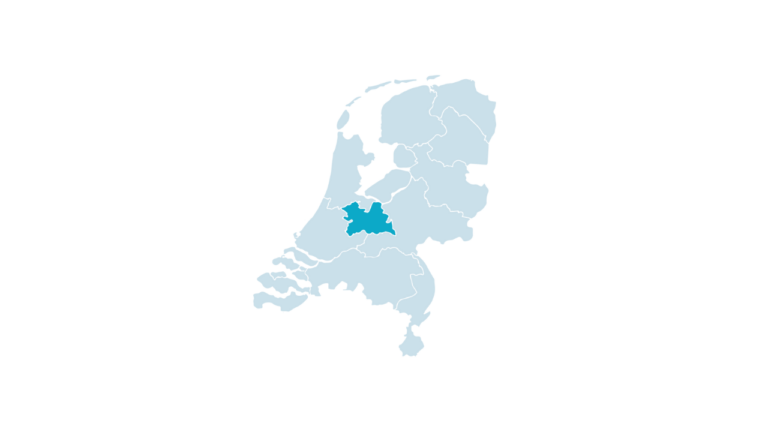 Een kaart van Nederland, met provincie Utrecht uitgelicht